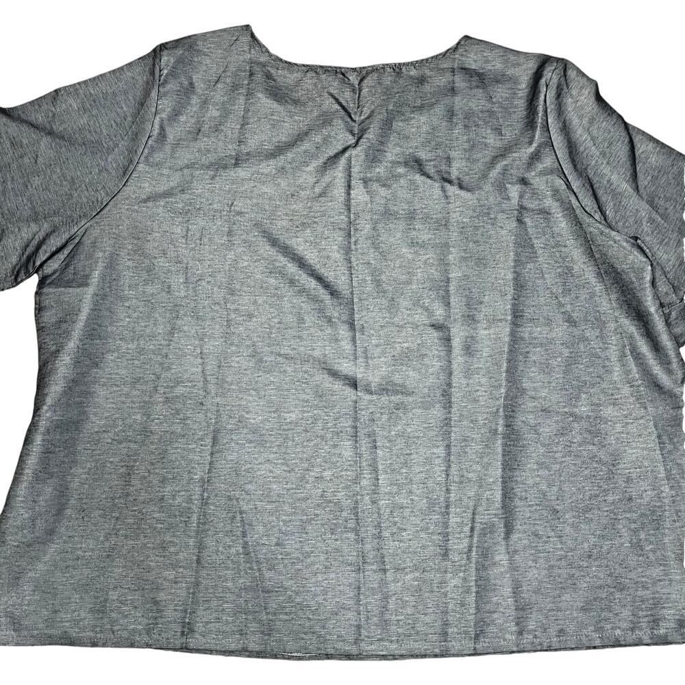 Womens Floral T Shirt 3X Gray Daisy Print Casual Plus Size Top - Picture 3 of 6